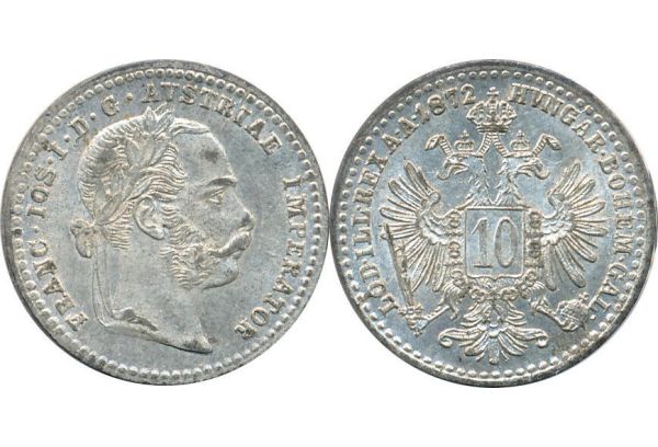AUSTRIA 10 Kreuzer 1872 Franz Joseph I BU