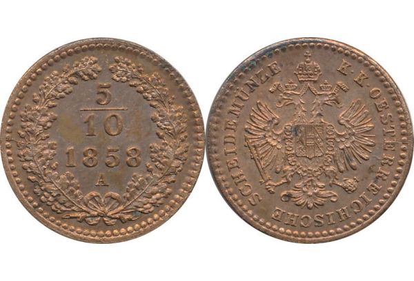 5/10 kreuzer 1858 A Franz Joseph 