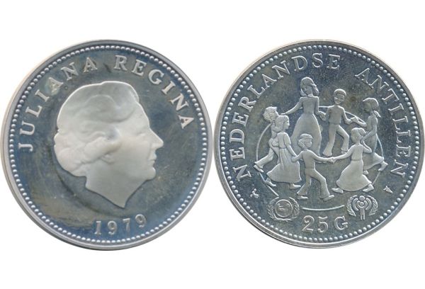 Netherlands Antilles 25 Gulden 1979 Juliana UNICEF PROOF