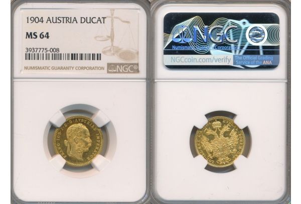 AUSTRIA 1 DUCAT 1904 Franz Joseph I NGC MS 64