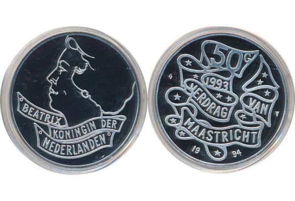   Nederland 50 Gulden 1994 Verdrag van Maastricht PROOF