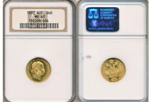 AUSTRIA 1 DUCAT 1892 Franz Joseph I NGC MS 63
