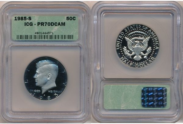 USA 1/2 Dollar 1985-S PROOF 70 DCAM