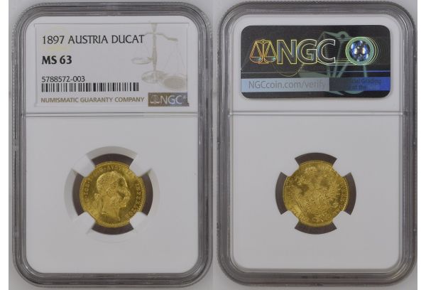 AUSTRIA 1 DUCAT 1897 Franz Joseph I NGC MS 63