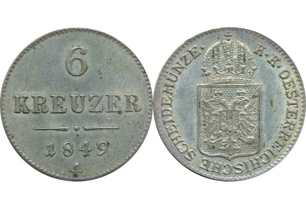 Austria 6 Kreuzer 1849 A Franz Joseph I UNC-