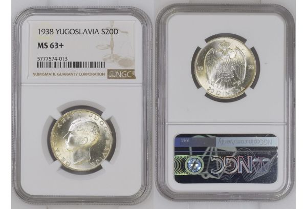 20 Dinara 1938 NGC MS63+