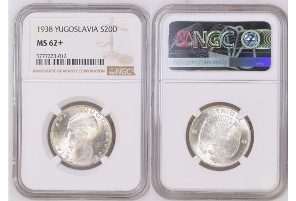 20 Dinara 1938 NGC MS62+