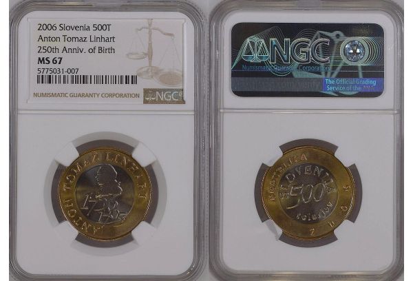 500 Tolar 2006 Slovenia Anton Tomaz Linhart NGC PF 68 UC