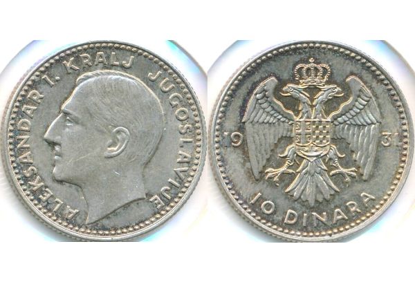 Yugoslavia 10 Dinara 1931 L Aleksandar I UNC