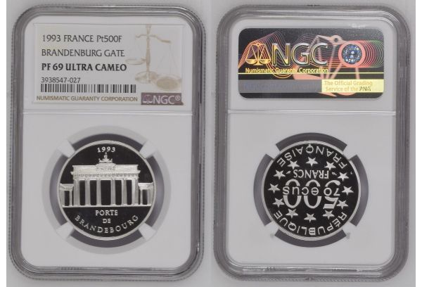 FRANCE 500 Francs 1993 Brandenburg gate NGC PF 69 UC