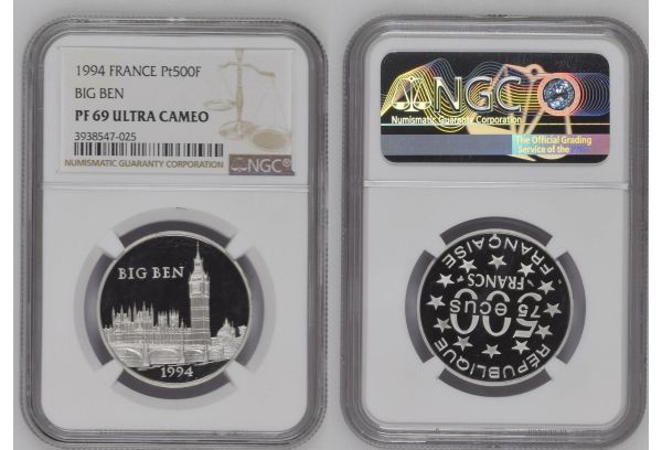FRANCE 500 Francs 1994 Big Ben NGC PF 69 UC