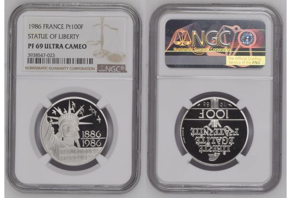 FRANCE 100 Francs 1986 Statue of Liberty NGC PF 69 UC