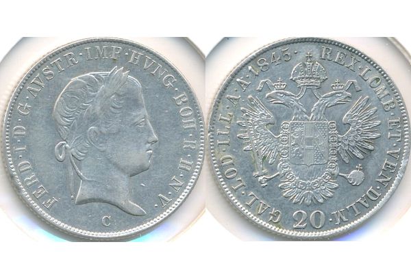 20 Kreuzer Ferdinand I 1845 C