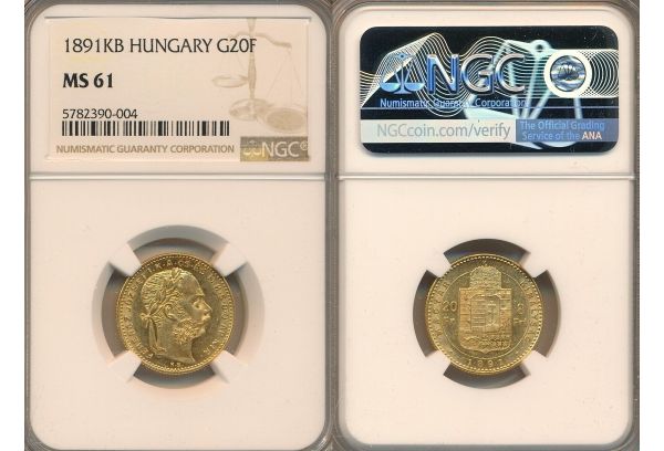  8 Forint/20 Fr 1891 NGC MS61