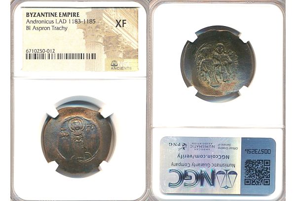 BYZANTINE EMPIRE BI Aspron Trachy Andronicus I,AD 1183-1185