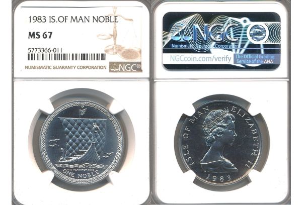 Platinum 1 Nobel ISLE OF MAN 1983 NGC MS 67