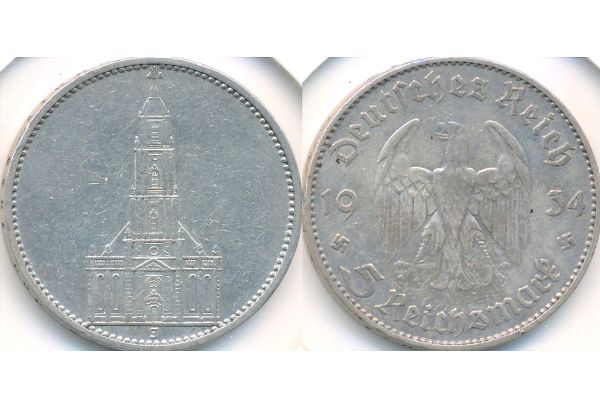 Germany 5 Mark 1934 J Church