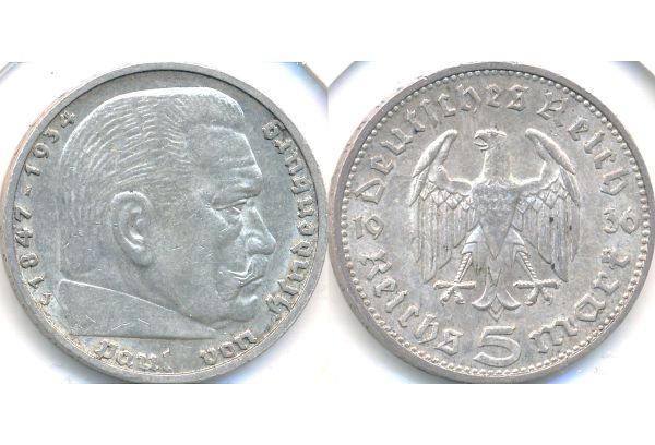 Germany 5 Mark DR 1936 J