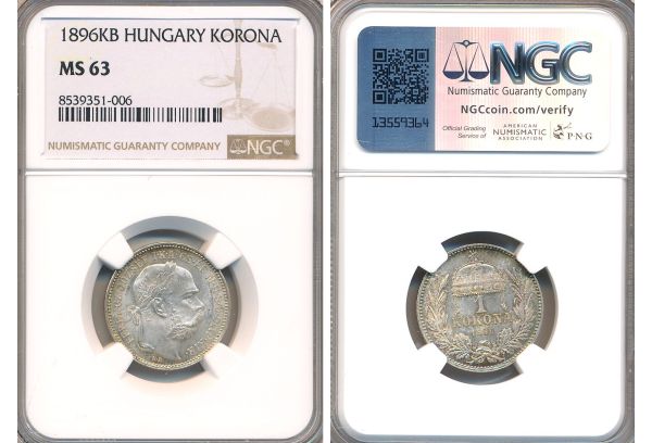 1 Korona 1896 NGC MS63