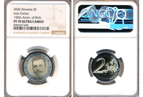 2 EUR Slovenia Kosovel proof 70 UC