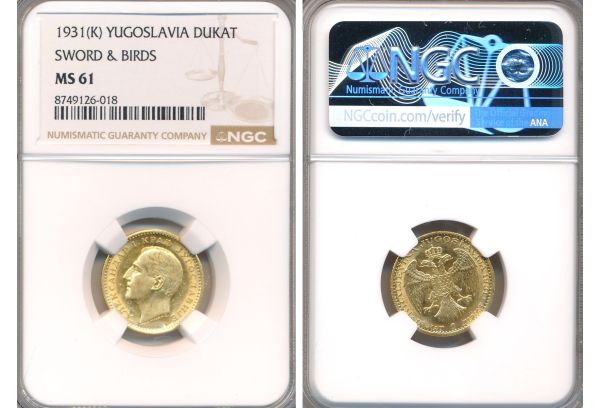 Ducat Yugoslavia 1931 NGC MS61