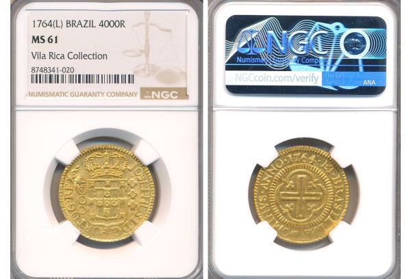 Brazil 4000 Reis 1764 (L) NGC MS61